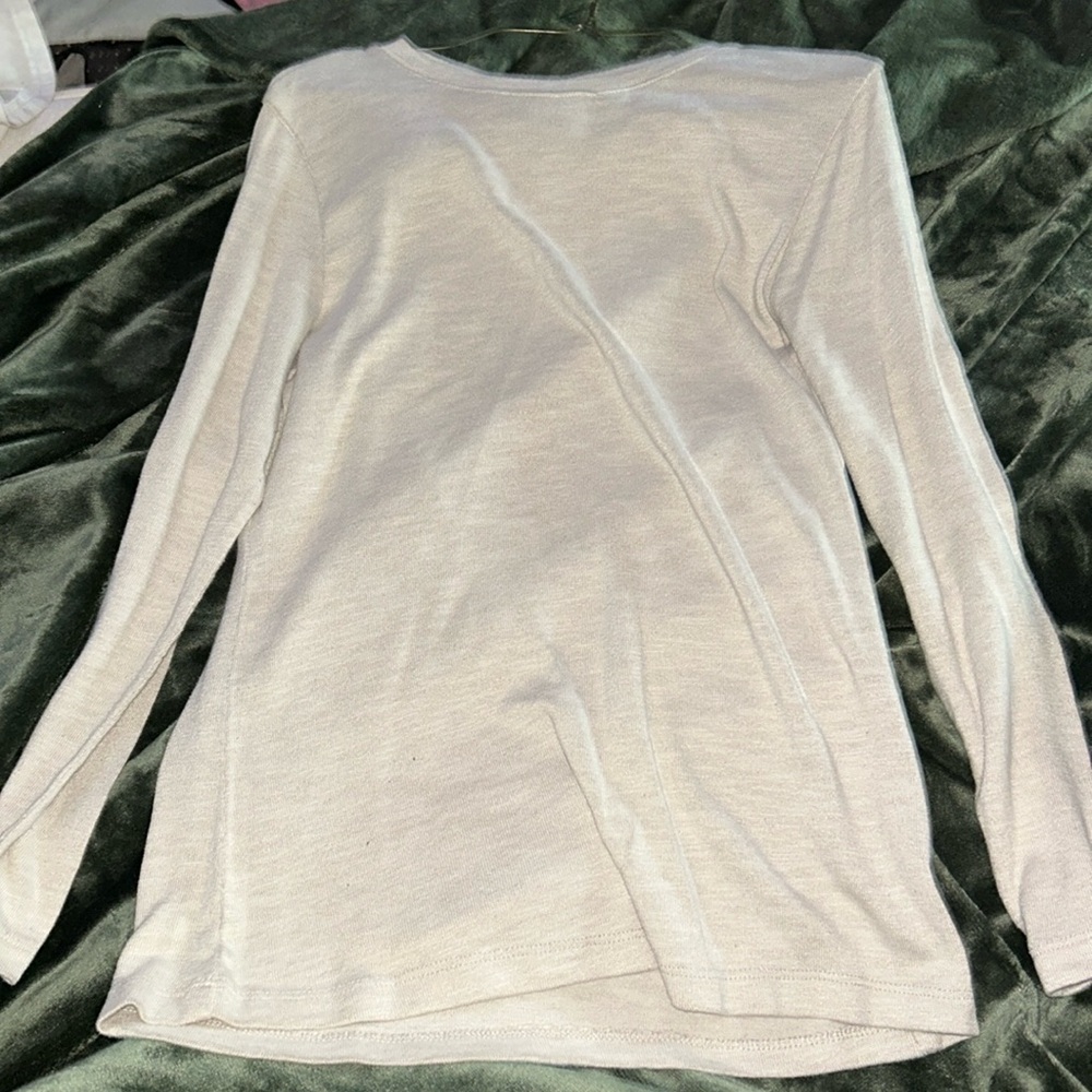 Greyish-tan long sleeve, Life brand shirt, size medium.